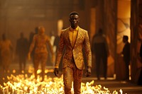 An african man model on fashion runway adult architecture standing.