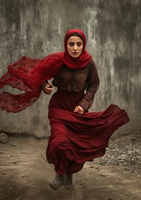 An iranian woman running photography portrait dancing.