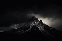 Dark background mountain monochrome landscape.