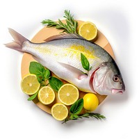 Raw dorado fish food animal lemon. AI generated Image by rawpixel.