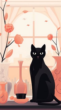  Black cat animal mammal pet. AI generated Image by rawpixel.