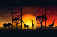 Zoo illustrations silhouette animal landscape.