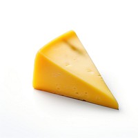 A triangle piece of cheese food parmigiano-reggiano white background.
