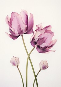 Real Pressed purple and pink tulip flowers blossom petal plant.
