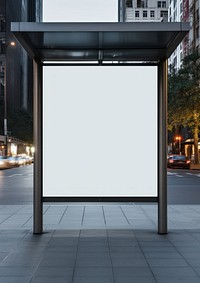 Street bus stop vertical billboard outdoors transportation architecture.