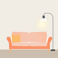 Illustration of sofa with lamp furniture architecture comfortable.