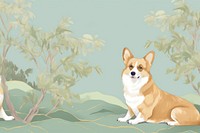 Toile wallpaper a single Corgi animal mammal land.