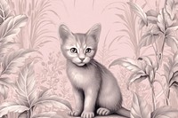 Toile wallpaper a single Kitten drawing animal mammal.