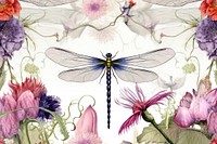 Toile wallpaper Dragonfly dragonfly pattern flower.