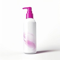 Bottle of purple cosmetic moisturizer cosmetics bottle white background.