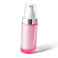 Bottle of pink cosmetic moisturizer cosmetics bottle white background.