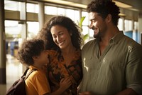 Happy pacific islander couple with child laughing portrait adult.