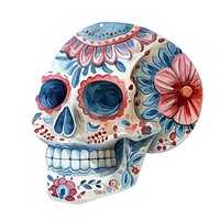 Dia de Muertos skull porcelain art representation.