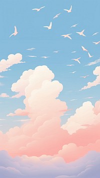 Birds on sky cloud backgrounds landscape.