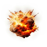 Explosion fire sky white background.