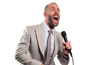 Man singing microphone shouting adult.