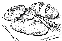 Bread drawing food sketch.