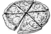 Pizza drawing sketch doodle.