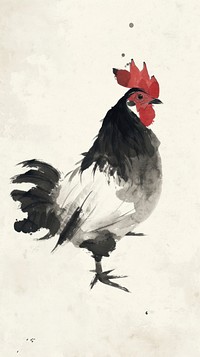 Ink painting minimal of chicken poultry animal bird.