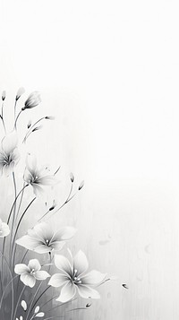 Ink painting minimal of flower garden white backgrounds pattern.