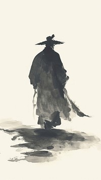 Ink painting minimal of men adult silhouette cartoon.