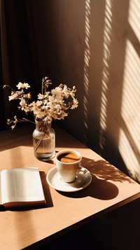 Photography of book in cafe publication furniture saucer.