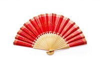Beautiful chinese fan red white background invertebrate.