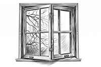 Window sketch door white background.