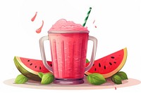 Watermelon smoothie cartoon fruit drink.