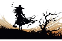 Witch silhouette cartoon adult celebration.