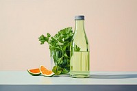 Bottle of celery juice painting drink food.
