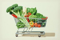 Shopping green vegetable busket plant food consumerism.