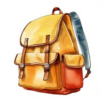 Back to school backpack bag white background.