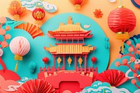 Collage Retro dreamy of travel to china art chinese new year representation.