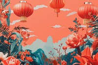 Collage Retro dreamy of travel to china art festival flower.