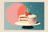 Retro collage of birthday caker dessert food anniversary.