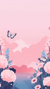 Butterflies with flowers backgrounds outdoors pattern.