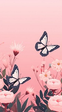 Butterflies among pink flowers