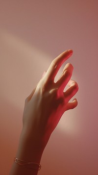Hand with five finger adult pink red.