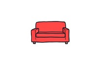 A red sofa icon furniture armchair white background.