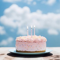 Cute birthday cake and sky dessert food anniversary.