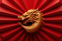  Dragon on a red fan backgrounds gold aggression. AI generated Image by rawpixel.