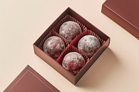 Red bean mochi box chocolate dessert.