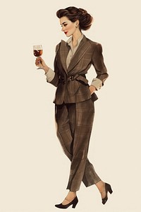Woman footwear drink suit.