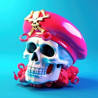 3d Surreal of a pirate skull representation celebration creativity.