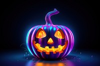 3D render neon halloween pumpkin icon anthropomorphic jack-o'-lantern jack-o-lantern.