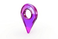 3d render of location pin logo jewelry purple white background.