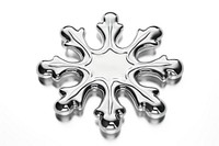 3d render of snowflake jewelry metal white background.