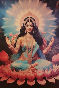 Lakshmi puja indian goddess art portrait adult. AI generated Image by rawpixel.