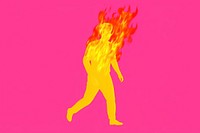 Man burning in fire graphics creativity recreation.